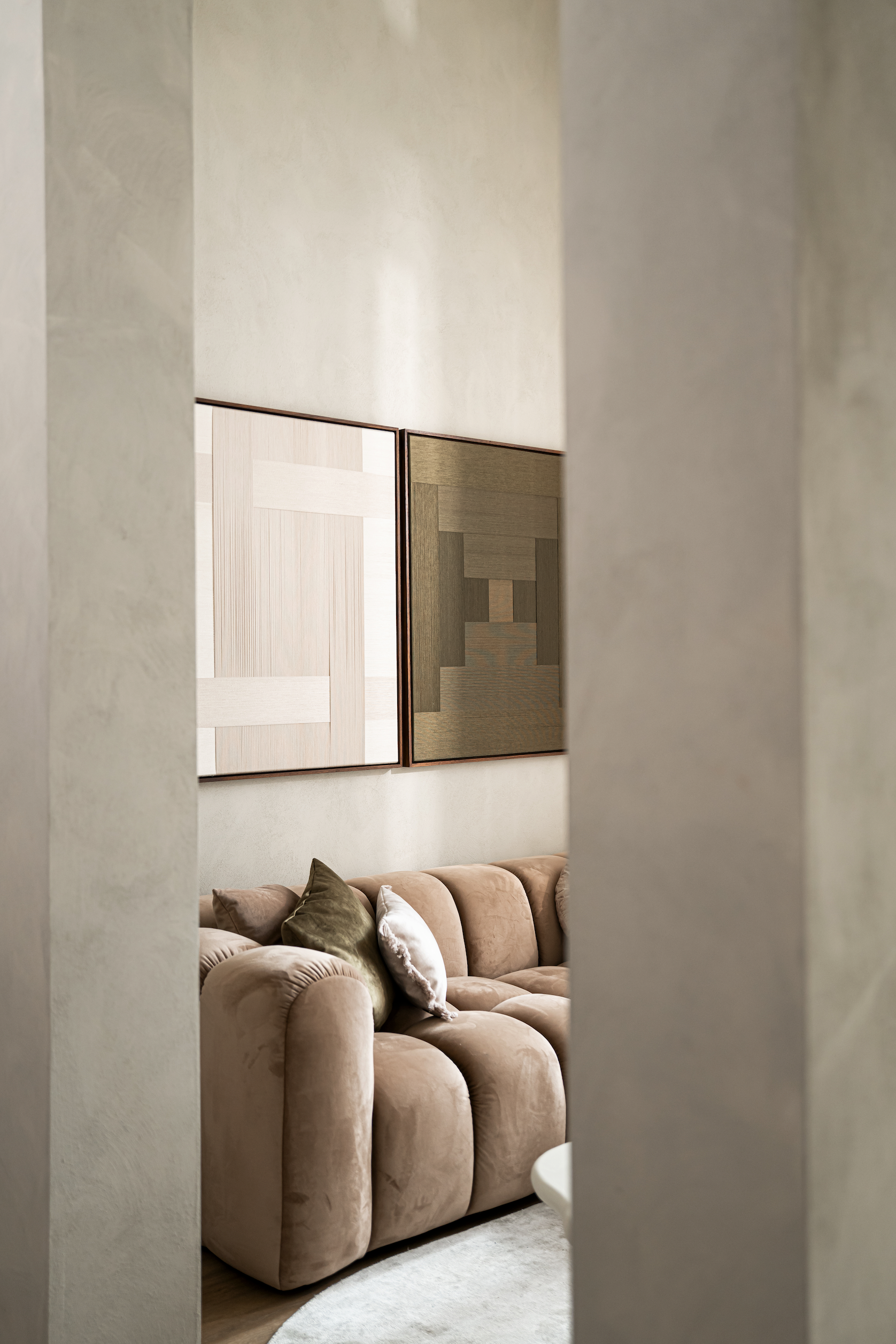 Duo artwork Stripe Studio - beige en olive green